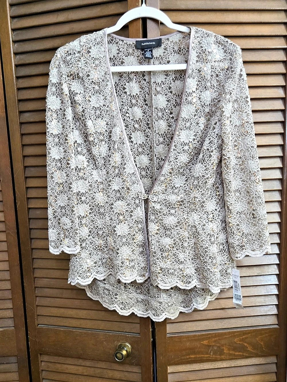 R&M Richards Lace Blazer in Silver & White Size 8 NWT